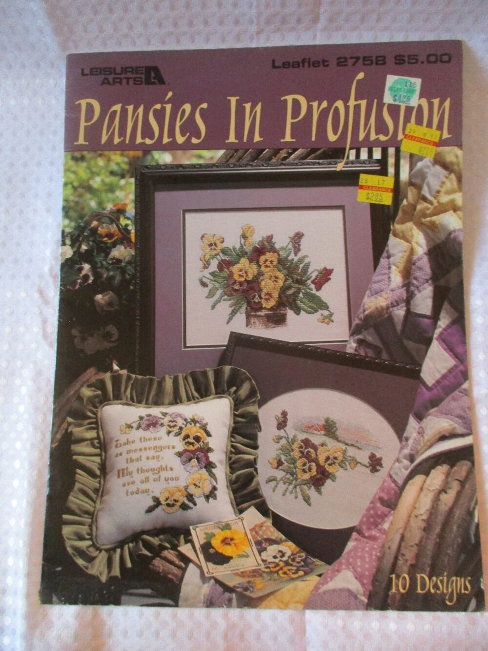 1995 Leisure Arts 'Pansies In Profusion' Counted Cross Stitch Pattern Leaflet